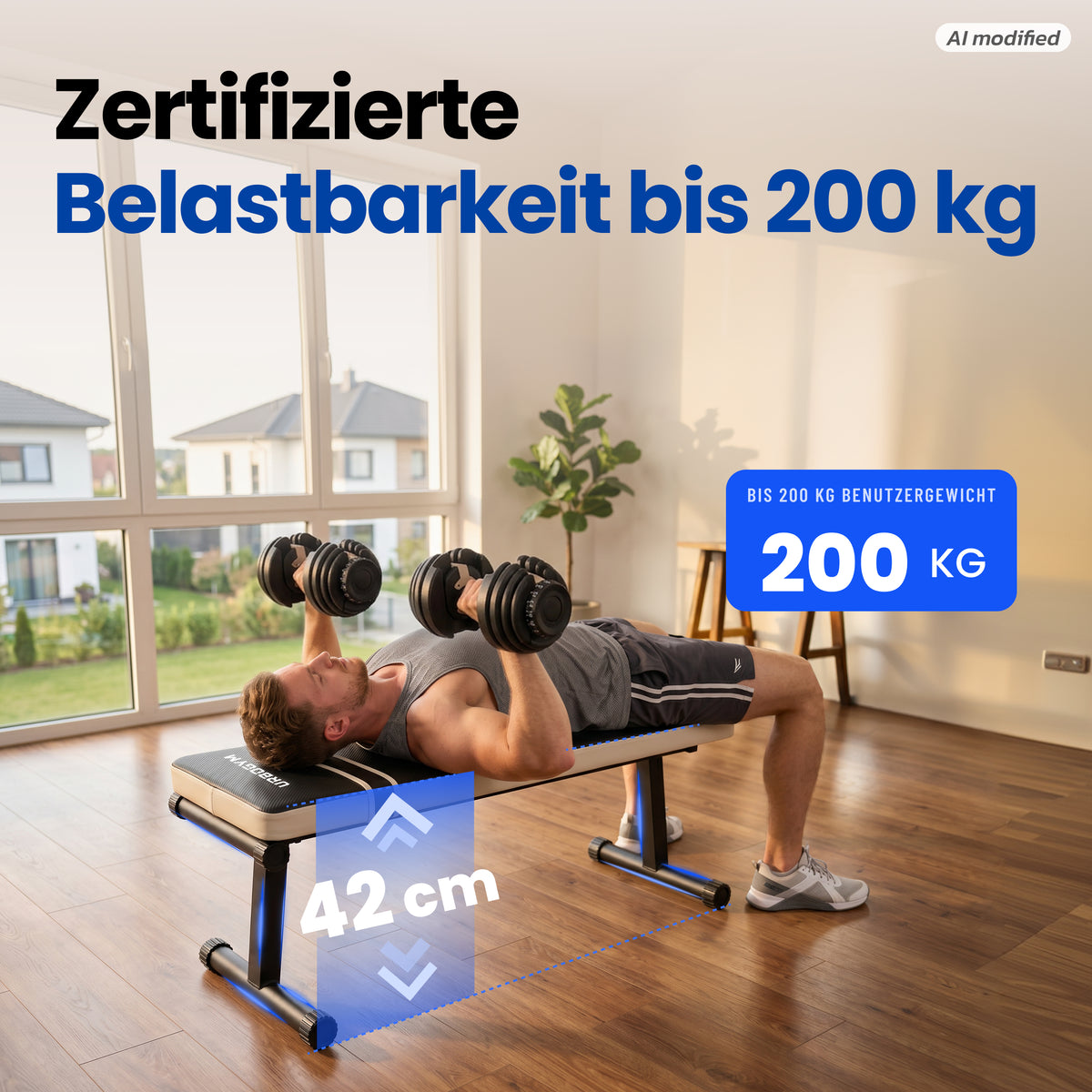 URBOGYM CQ-001 klappbare Hantelbank – Flachbank bis 200 kg