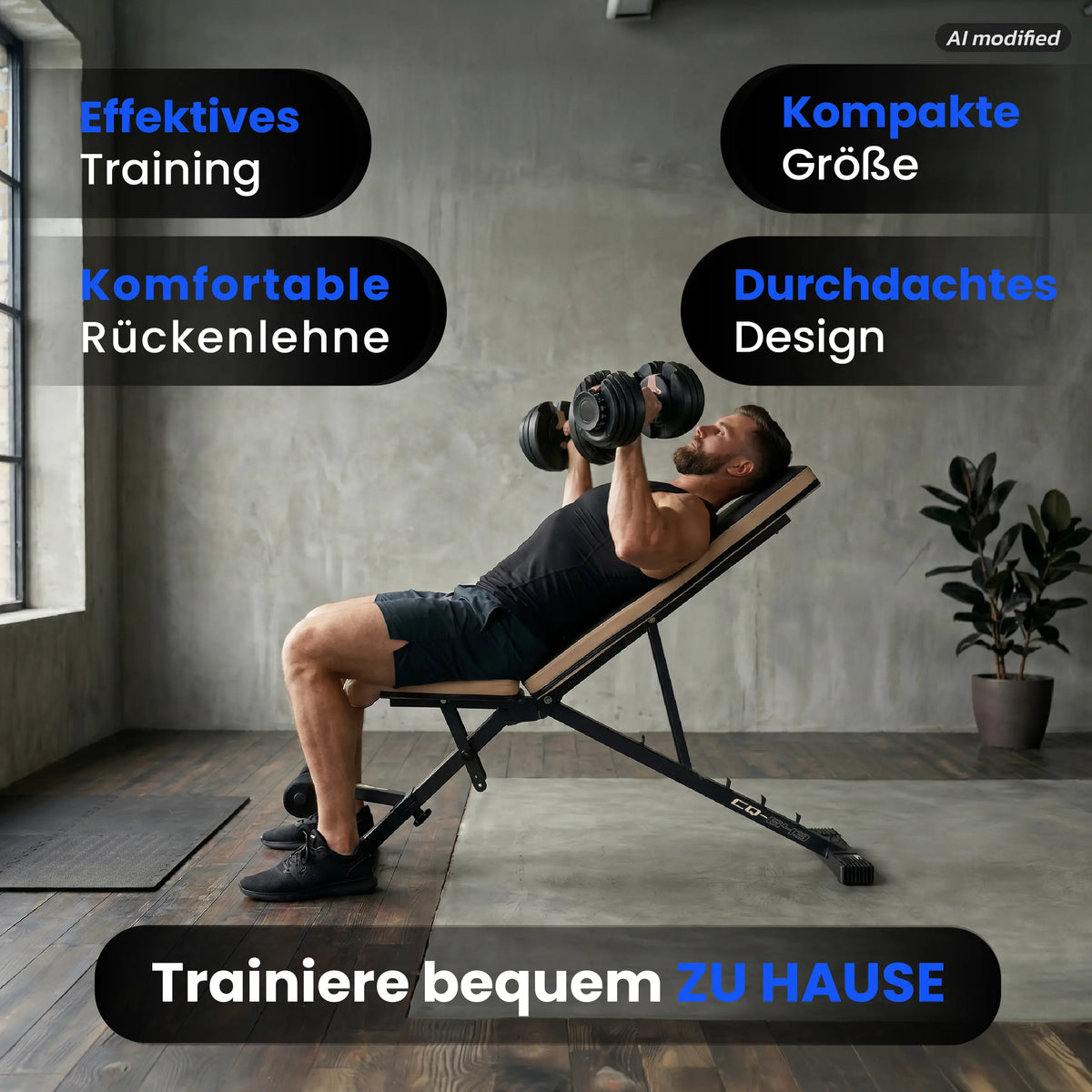 URBOGYM CQ-643 - Verstellbare und klappbare Hantelbank Flachbank bis 200 kg
