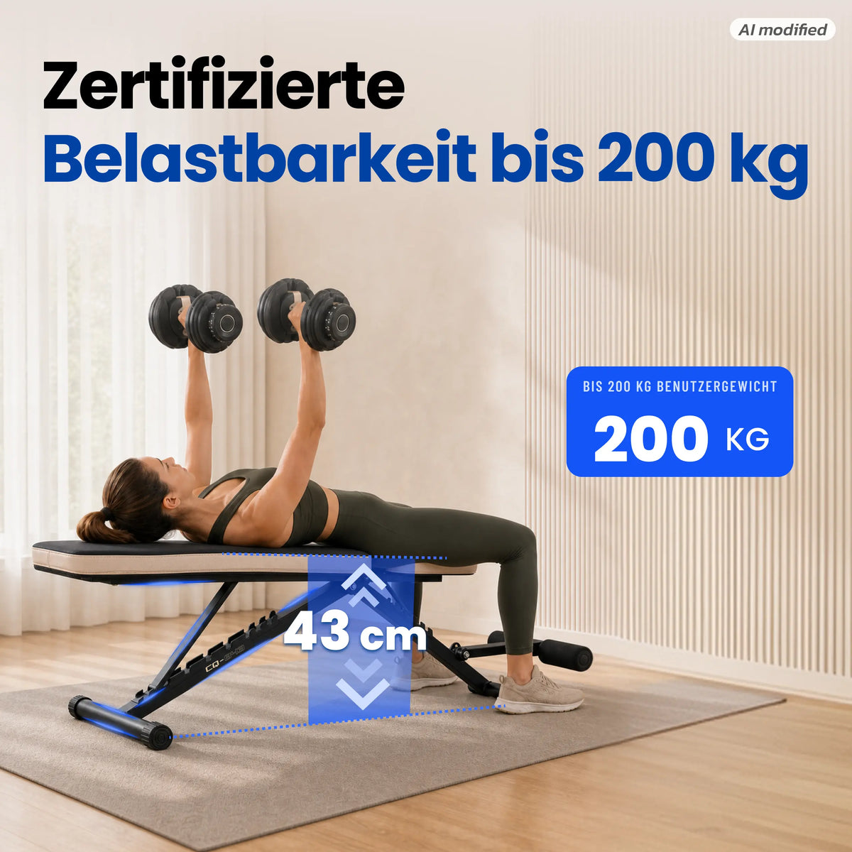 URBOGYM CQ-843 - Verstellbare und klappbare Hantelbank bis 200 kg