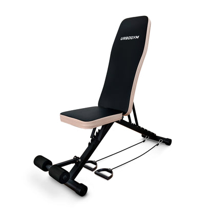 URBOGYM CQ-843E – Verstellbare und klappbare Hantelbank mit Expandern bis 200 kg