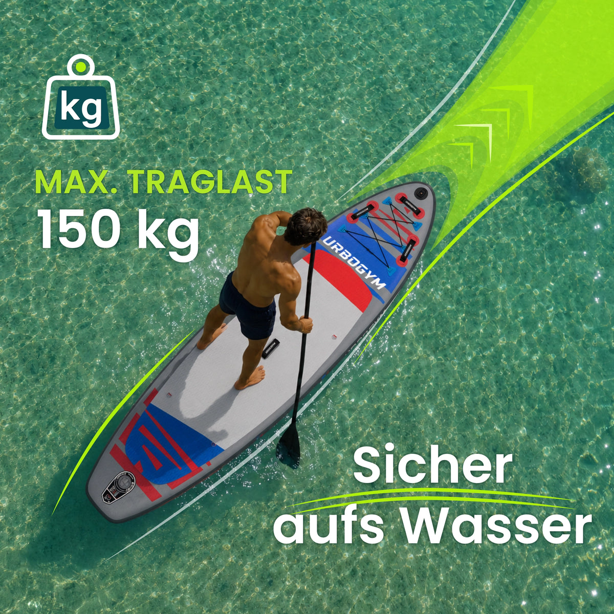 SUP HAILSTORM 320 Komplett-Set – 320 × 81 × 15 cm, bis 150 kg