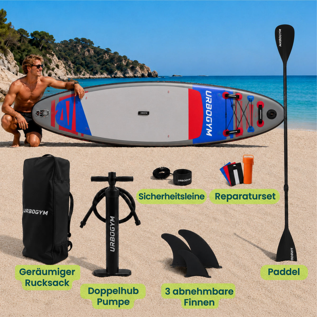 SUP HAILSTORM 320 Komplett-Set – 320 × 81 × 15 cm, bis 150 kg