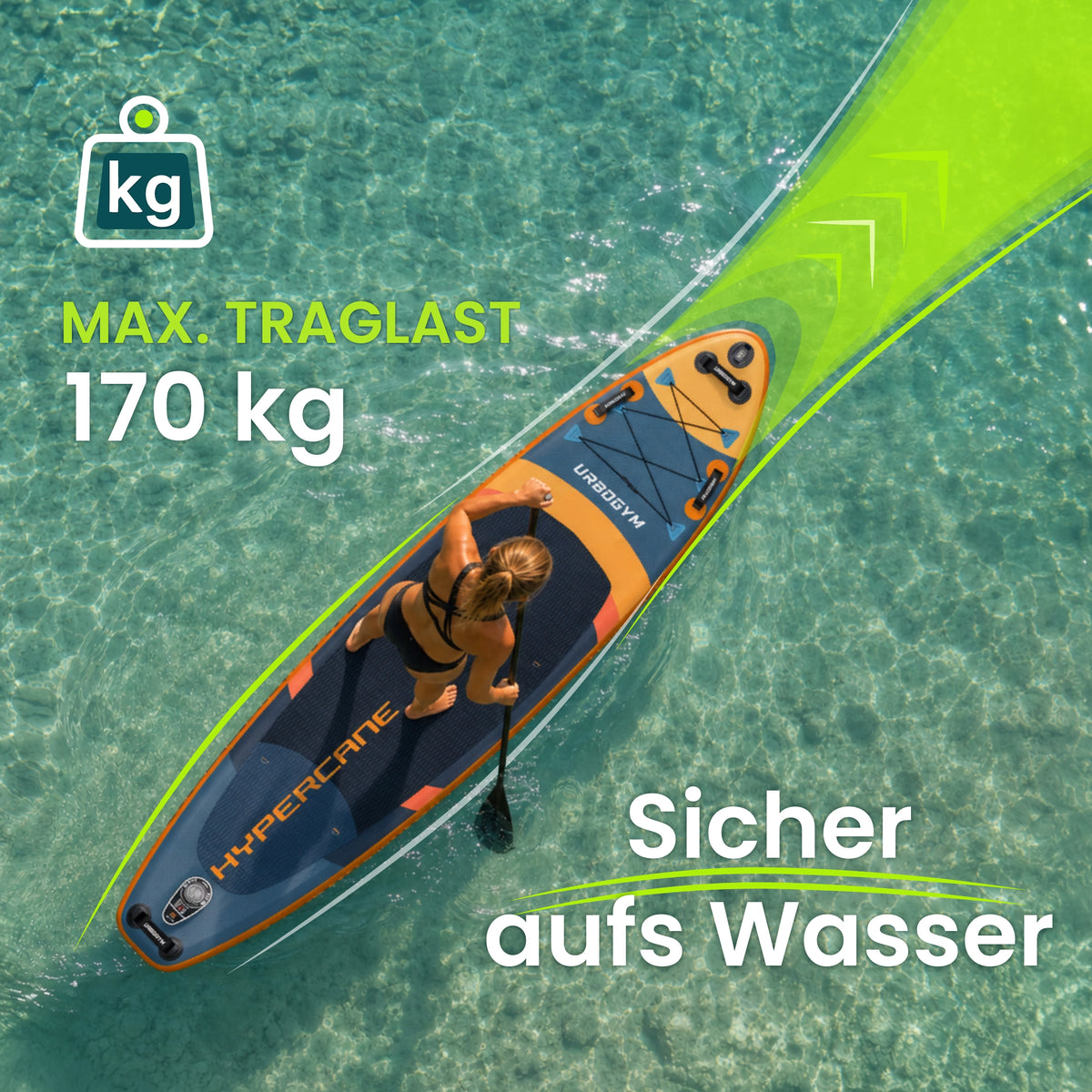 SUP HYPERCANE 350 Komplett-Set – 350 × 81 × 15 cm, bis 170 kg
