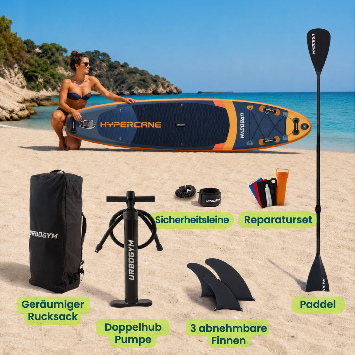 SUP HYPERCANE 350 Komplett-Set – 350 × 81 × 15 cm, bis 170 kg