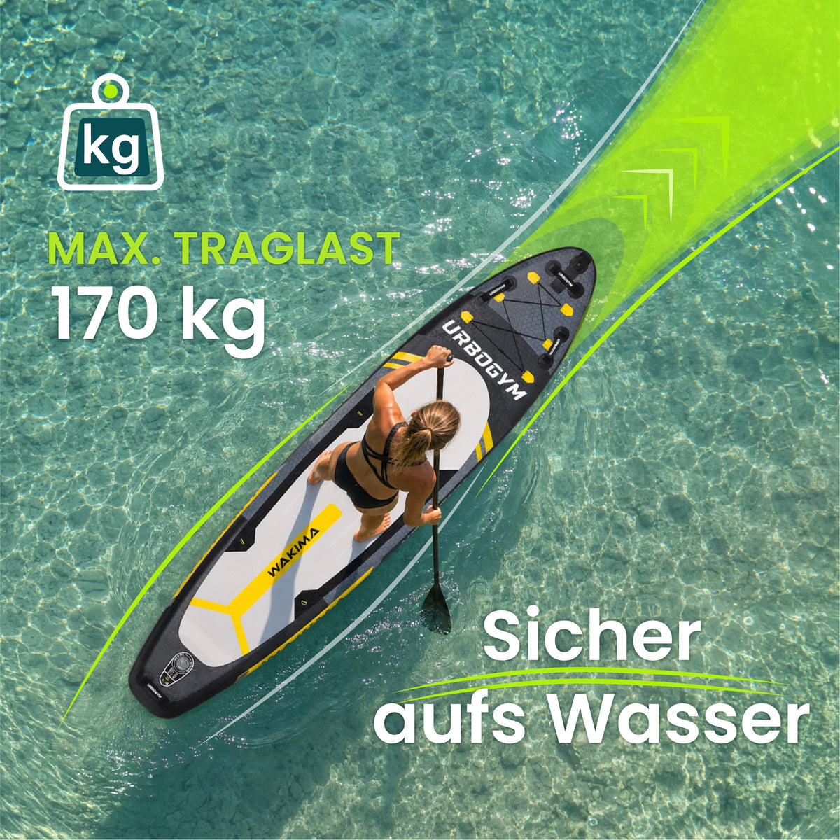SUP WAKIMA 350 Komplett-Set – 350 × 81 × 15 cm, bis 170 kg