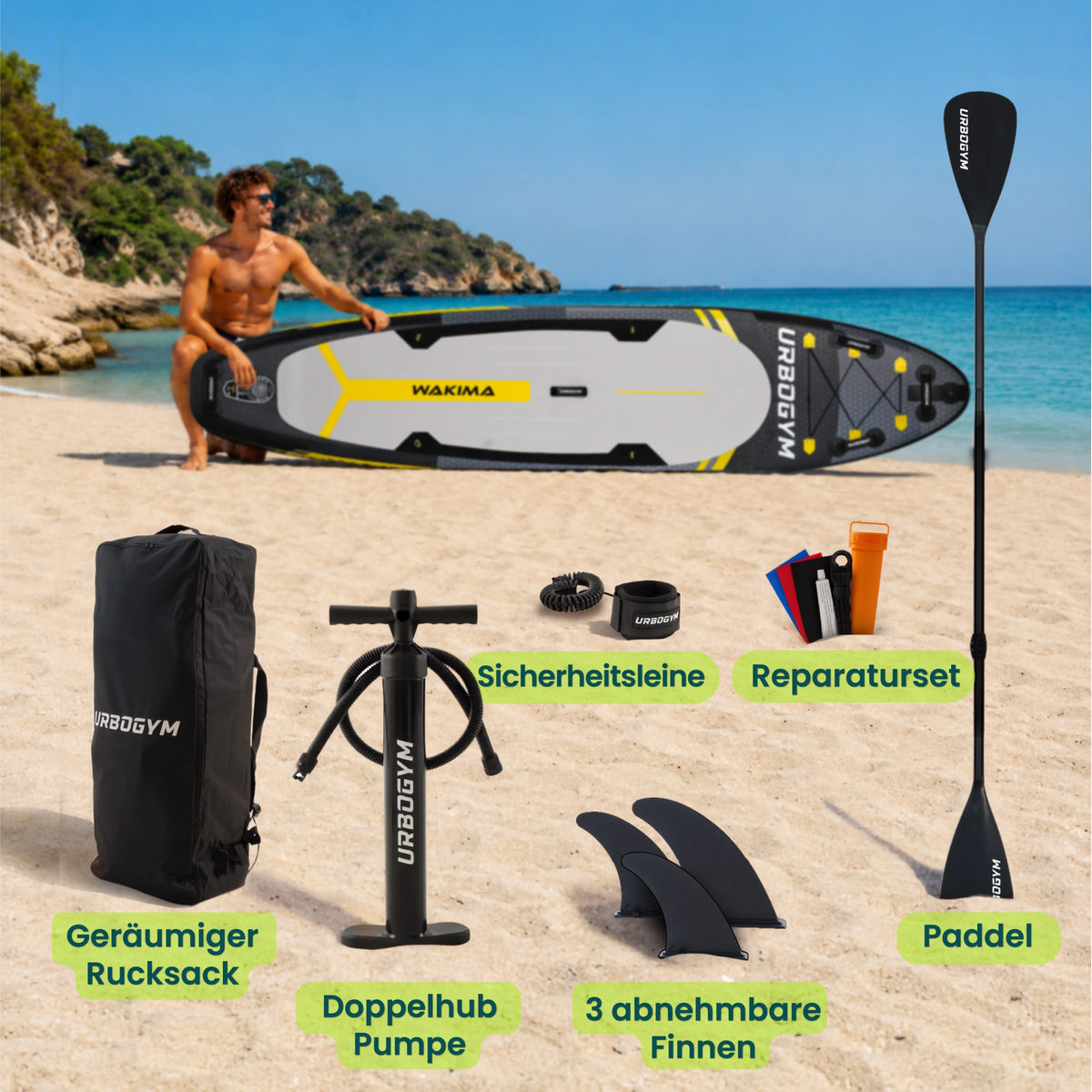 SUP WAKIMA 350 Komplett-Set – 350 × 81 × 15 cm, bis 170 kg