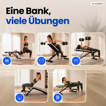 URBOGYM CQ-643 - Verstellbare und klappbare Hantelbank Flachbank bis 200 kg