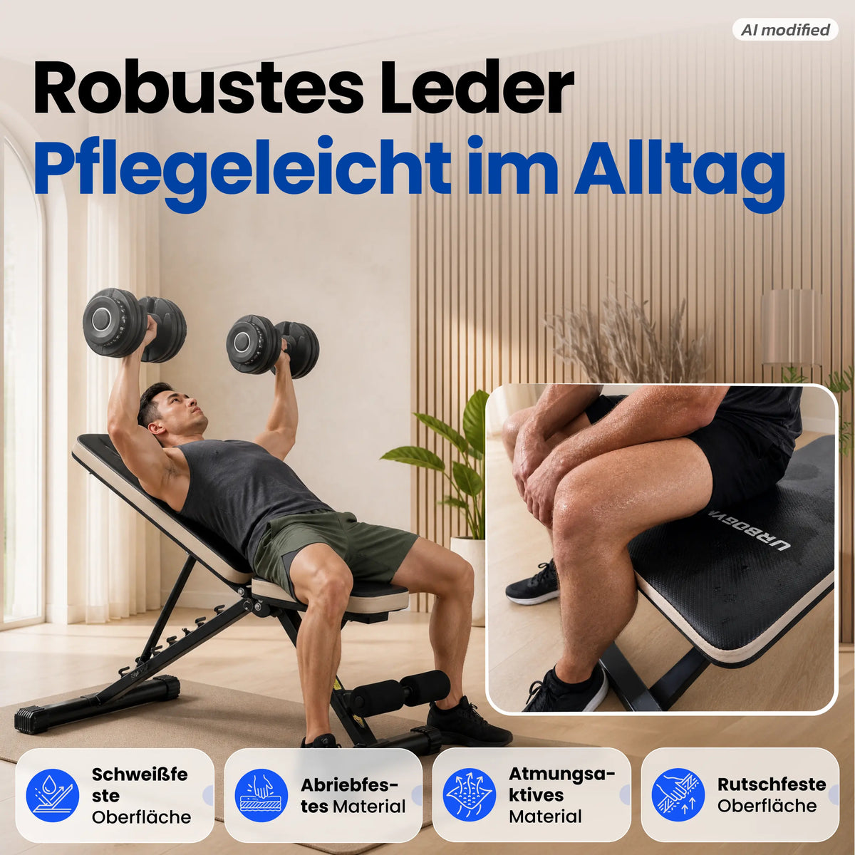 URBOGYM CQ-643 - Verstellbare und klappbare Hantelbank Flachbank bis 200 kg