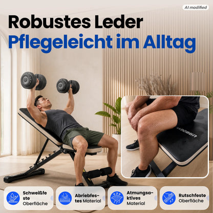URBOGYM CQ-643 - Verstellbare und klappbare Hantelbank Flachbank bis 200 kg