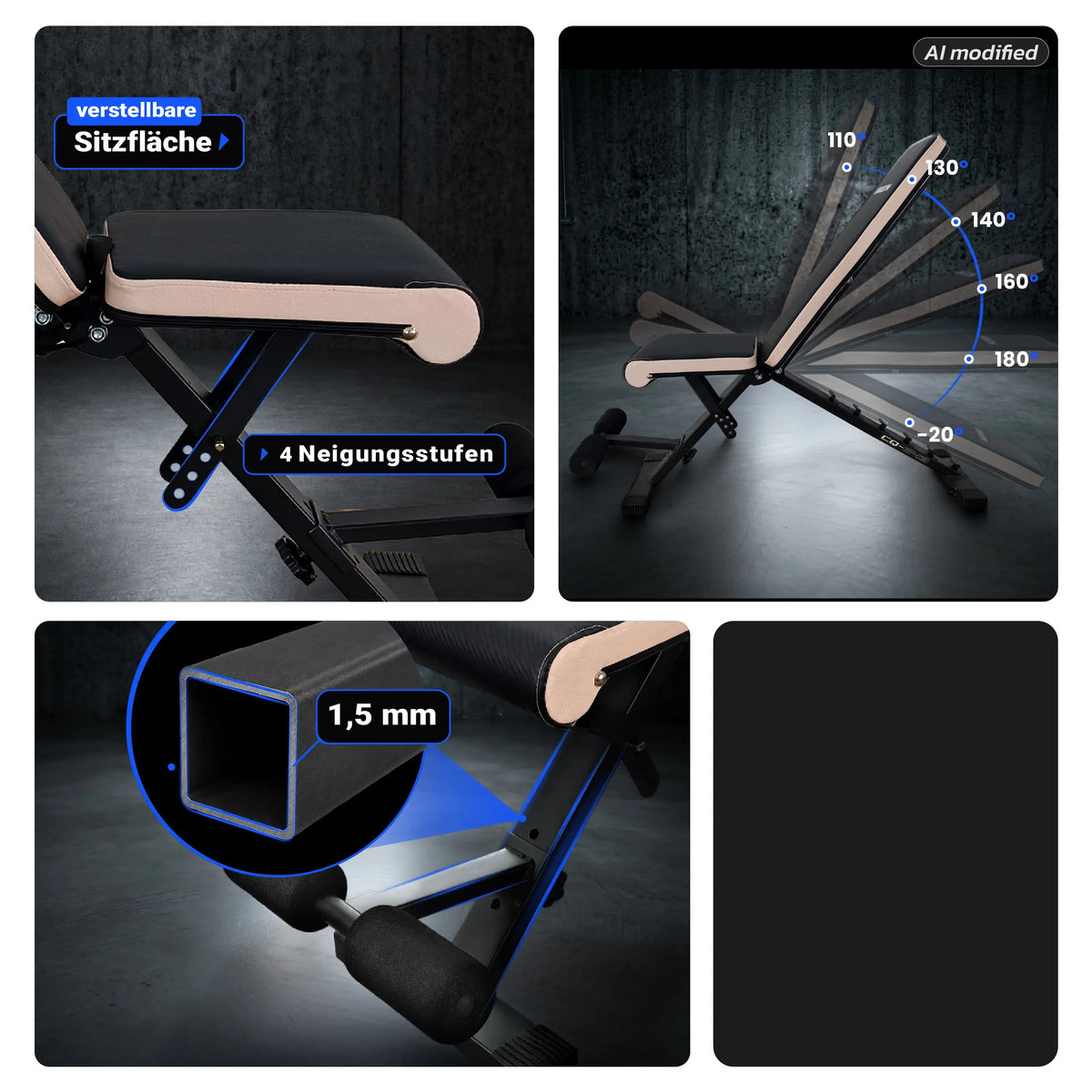 URBOGYM CQ-643 - Verstellbare und klappbare Hantelbank Flachbank bis 200 kg