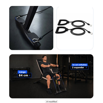 URBOGYM CQ-703EP – Verstellbare und klappbare Hantelbank mit Expandern bis 200 kg