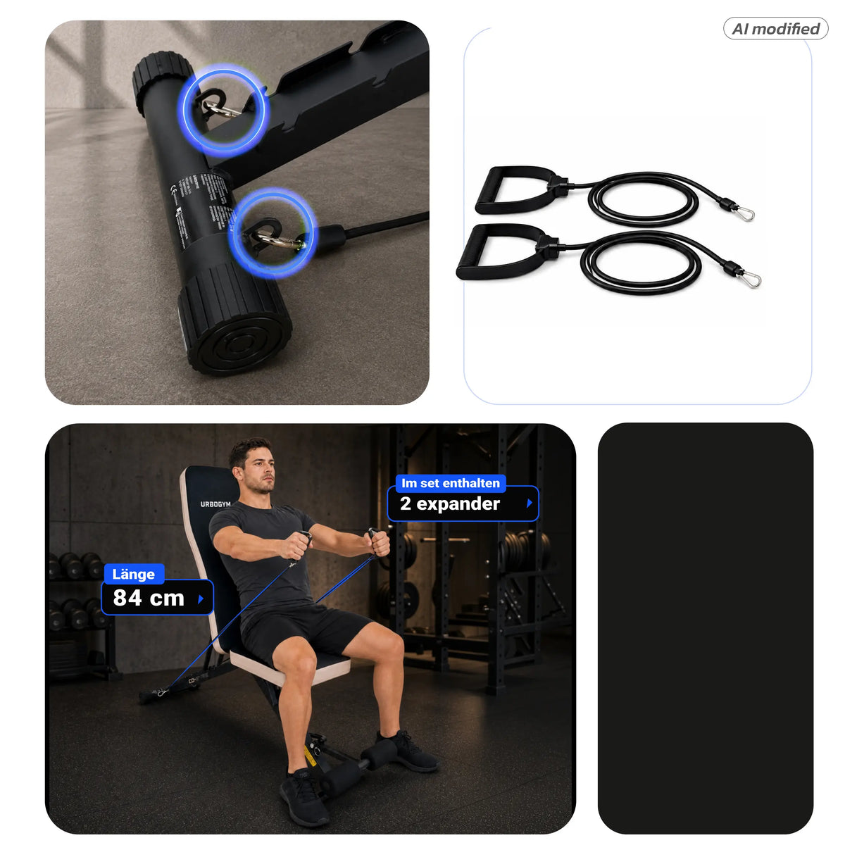 URBOGYM CQ-843E – Verstellbare und klappbare Hantelbank mit Expandern bis 200 kg