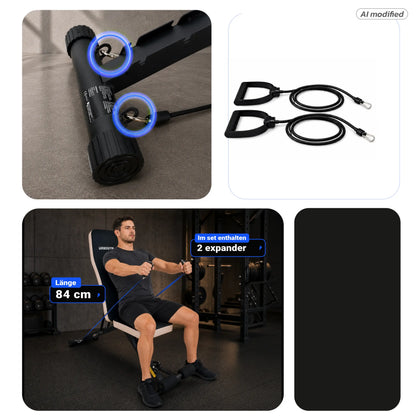 URBOGYM CQ-843E – Verstellbare und klappbare Hantelbank mit Expandern bis 200 kg