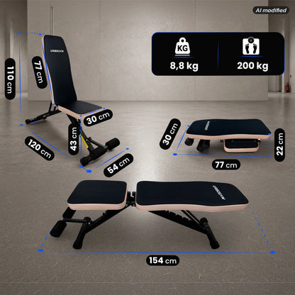 URBOGYM CQ-843 - Verstellbare und klappbare Hantelbank bis 200 kg
